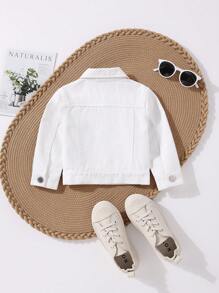 Baby Flap Pocket Denim Jacket - White - View 2