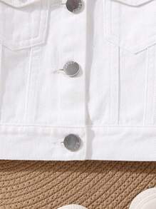 Baby Flap Pocket Denim Jacket - White - View 4