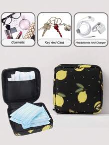 女用衛生棉袋收納迷你化妝包收納袋女化妝袋衛生棉條包大容量防水，女孩卡通生理期衛生棉條收納袋衛生巾墊化妝包化妝收納袋迷你袋衛生袋月經袋迷你化妝袋墊袋衛生袋衛生棉袋硬幣錢包 - 黑色 - 查看 4