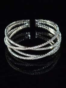 Pulseira de manguito decoração de strass