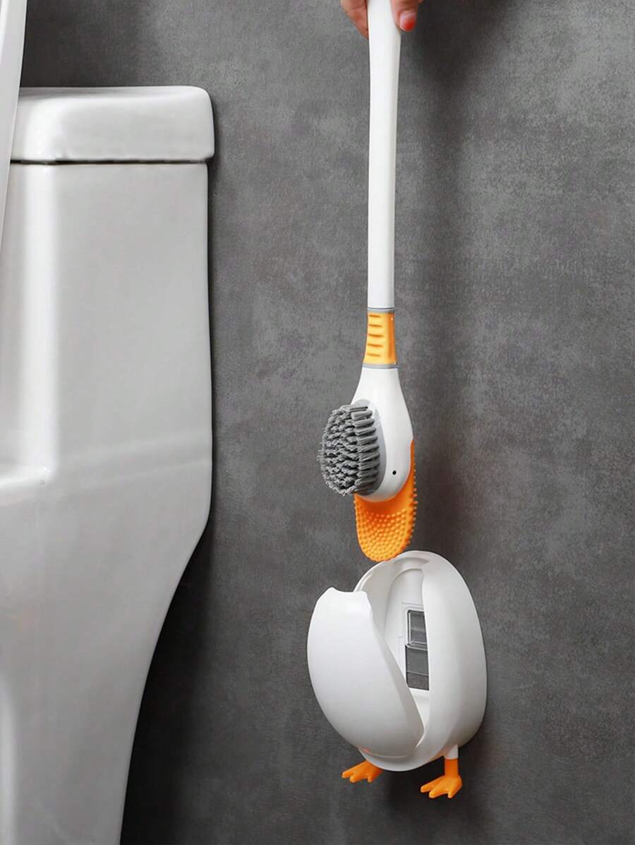 2pcs/set PP Toilet Cleaning Brush, Modernist Duck Design Toilet Brush For Home - Multicolor - View 1