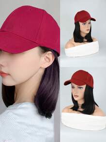 Tóc giả tổng hợp ngắn thẳng có nắp - màu đen - Xem 1