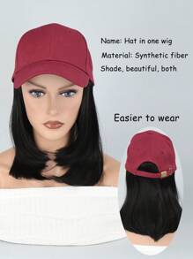 Tóc giả tổng hợp ngắn thẳng có nắp - màu đen - Xem 4