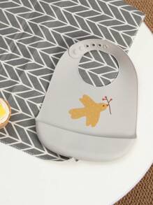 Bebé 1 pieza Babero de silicona con patrón de pájaro - Gris - Ver 3