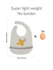 Bebé 1 pieza Babero de silicona con patrón de pájaro - Gris - Ver 5