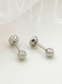 1對迷人不銹鋼方晶鋯石裝飾耳釘男士日常裝飾時尚外觀 - 銀色 - 查看 2