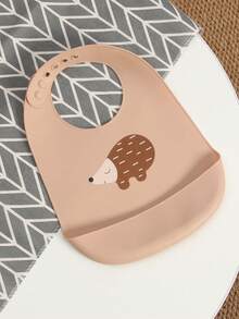 Bebé 1 pieza Babero de silicona erizo patrón - Rosa coral - Ver 2