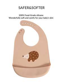 Bebé 1 pieza Babero de silicona erizo patrón - Rosa coral - Ver 4