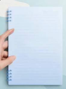 1pc Plain Loose-leaf Notebook, Simple Portable Binder Loose Leaf Journal For School Student, Office - Blue - View 1