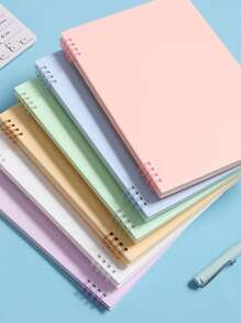 1pc Plain Loose-leaf Notebook, Simple Portable Binder Loose Leaf Journal For School Student, Office - Blue - View 3