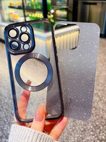 Apple Ombre Glitter 优雅电镀磁性无线充电保护壳适用于 MagSafe 充电器兼容 13、 14、 14 Pro、 14 Pro Max、 15、 15 Pro、 15 Pro Max、 16、 16 Pro、 16 Pro Max 防水防震防摔防刮 - 黑色 - 查看 3