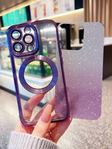 圣诞树渐变闪光优雅电镀磁性无线充电保护壳兼容 MagSafe 充电器兼容 13、 14、 14 Pro、 14 Pro Max、 15、 15 Pro、 15 Pro Max、 16、 16 Pro、 16 Pro Max 防水防震防摔防刮