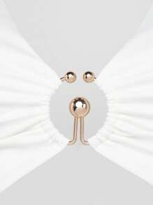 SHEIN Unity Solid Sexy O-Ring Cut Out Halter Tie Jumpsuit - White - View 6