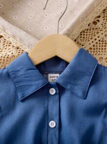 Souflis Souflis 小女童蝴蝶圖案多層下擺吊帶連衣裙和襯衫