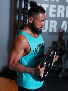 Manfinity Running Conjunto de pantalones cortos para hombre con diseño de letras gráficas deportivas, traje atlético, conjunto de ejercicio de chándal - Multicolor - Ver 4