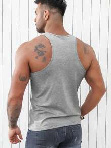 Men Solid Tank Top - Light Grey - View 2