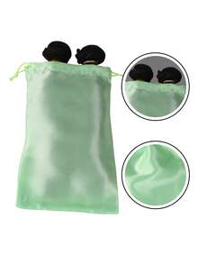 1pc Satin Wig Storage Bag - Green - View 8
