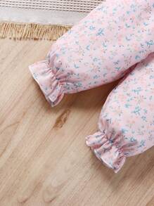 Bebé Mono con estampado floral ribete con fruncido - Rosa Pálido - Ver 5