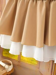 Toddler Girls Striped Cold Shoulder Tee & Layered Hem Skirt - Multicolor - View 6