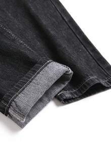 Men Cotton Bear Patched Ripped Jeans - Black - View 3