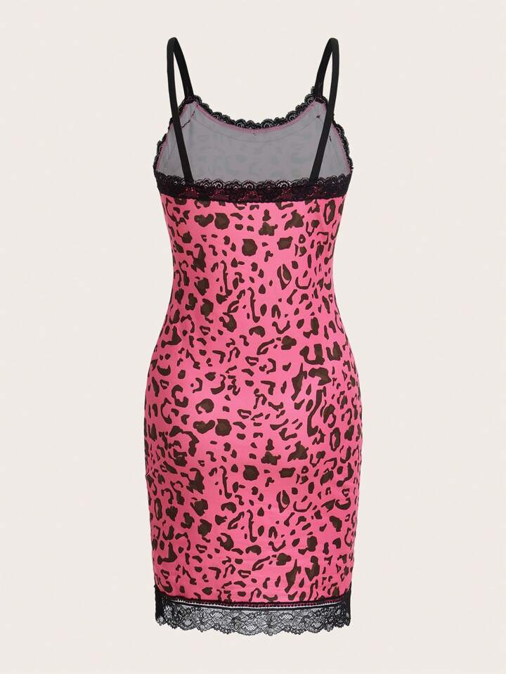 black and pink leopard print dress Halterneck Cowl Front Open Back Mini Dress In Pink Leopard Print Satin |  EGO US