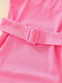 SHEIN Young Girl Asymmetrical Hem Cami Dress - Pink - View 3