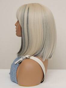 中等直筒人造假髮帶劉海 - 彩色 - 查看 4