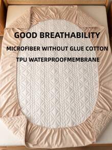 1 pieza Funda de colchón acolchada de poliéster impermeable o repelente al agua, funda de cama reforzada sin funda de almohada - Caqui - Ver 4