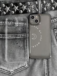 2 piezas Funda de celular transparente con estampado de letra - Multicolor - Ver 1