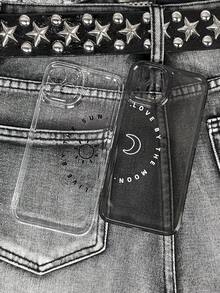 2 piezas Funda de celular transparente con estampado de letra - Multicolor - Ver 2