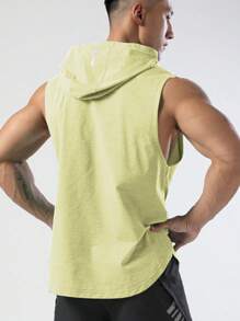 Manfinity Sport PWRUP Hombres Top tank deportivo con cordón bajo curvo con capucha - Albaricoque - Ver 2
