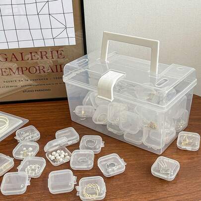 20入組塑膠首飾類極簡透明便攜首飾收納盒