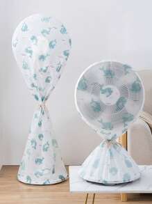 1 件动物印花电风扇罩，卡通动物印花电风扇防尘罩，适用于家庭、学校、办公室、家庭、旅行、包、收纳、储物 - 彩色 - 查看 1