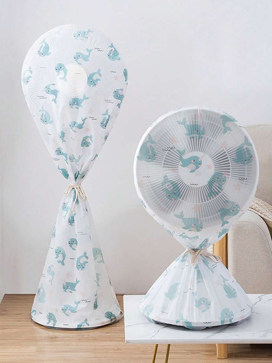 1 件动物印花电风扇罩，卡通动物印花电风扇防尘罩，适用于家庭、学校、办公室、家庭、旅行、包、收纳、储物 - 彩色 - 查看 1