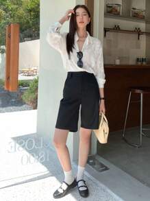 DAZY Jacquard Drop Shoulder Button Front Shirt - White - View 7