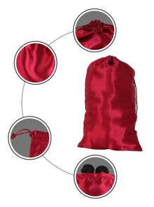 1 pieza de satén Peluca Bolsa de almacenaje - Burdeos - Ver 8