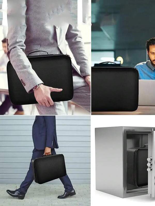 9L Waterproof Zipper With Lock, Fireproof ThreeLayer Document Bag, Briefcase Safe Travel And