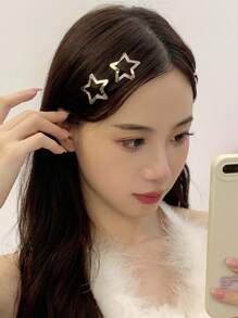 DAZY 4pcs Women Star Design Fashionable Hair Clip For Daily Decoration Street - Silver - View 5