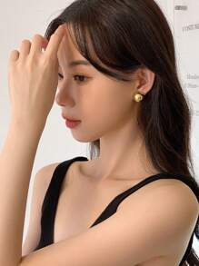 DAZY Ball Decor Stud Earrings - Gold - View 5