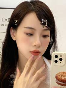 DAZY 4pcs Women Star Design Fashionable Hair Clip For Daily Decoration Street - Silver - View 9