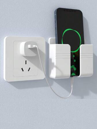 Wall-Mounted Mobile Phone Charging Box Mobile Phone Bracket Paste Remote Control Base Free Of Punching Wall Storage Simple And Convenient Mobile Phone Base Bracket Compatible With IPhone, Android Phone, Gift For Birthday, Family, Friends Phone Holder, Phone Stand, Phone Accessories