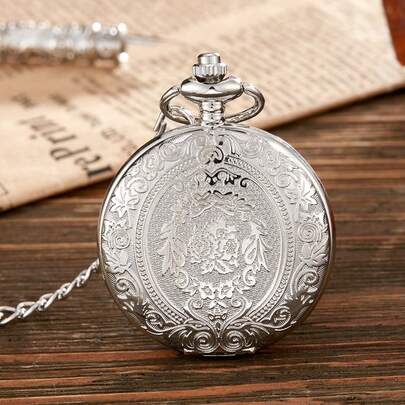 GORBEN Flower Engraved Quartz Pocket Watch