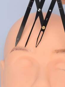 1 pieza Regla ajustable deslizante de acero inoxidable Herramienta de medición profesional de la proporción dorada Regla para dibujar cejas - Negro - Ver 2