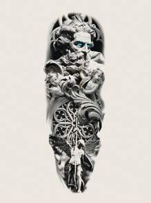 1pc Realistic Waterproof Arm Tattoo Sticker, Fierce Wild Animals Tiger, Wolf, Full Arm Large Temporary Tattoo Sleeve