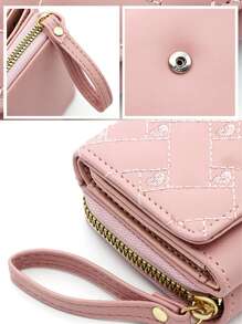 Cartera pequeña rosa con bordado de corazón para uso diario - Rosa - Ver 5