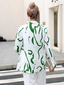 SHEIN Privé Graphic Print Shawl Collar Blazer - Multicolor - View 2