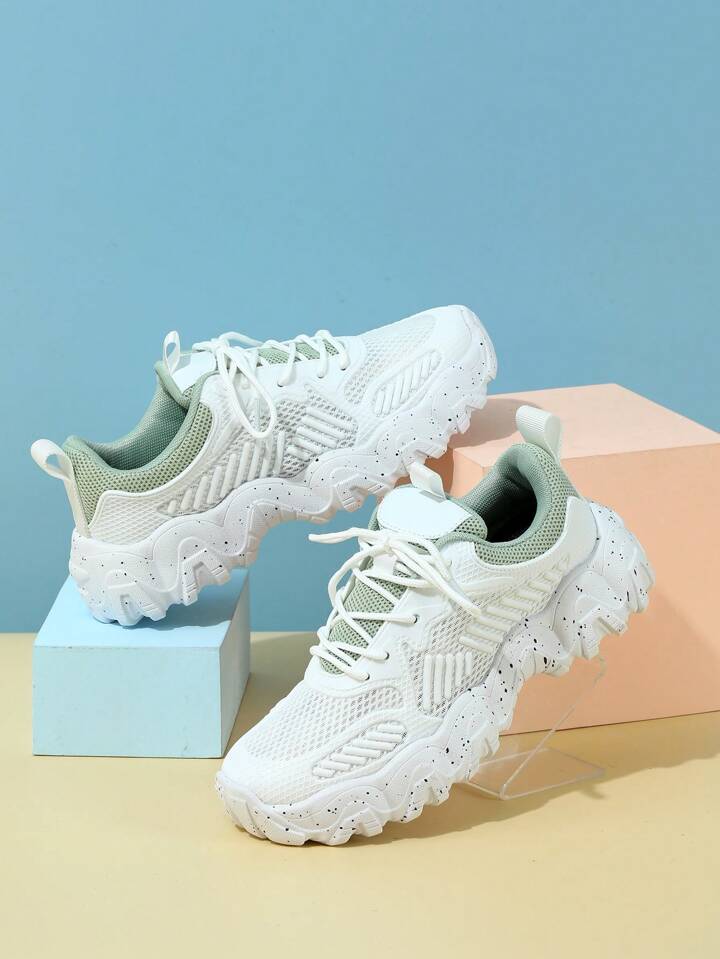 キッズ レース アップ フロント カラー ブロック チャンキー