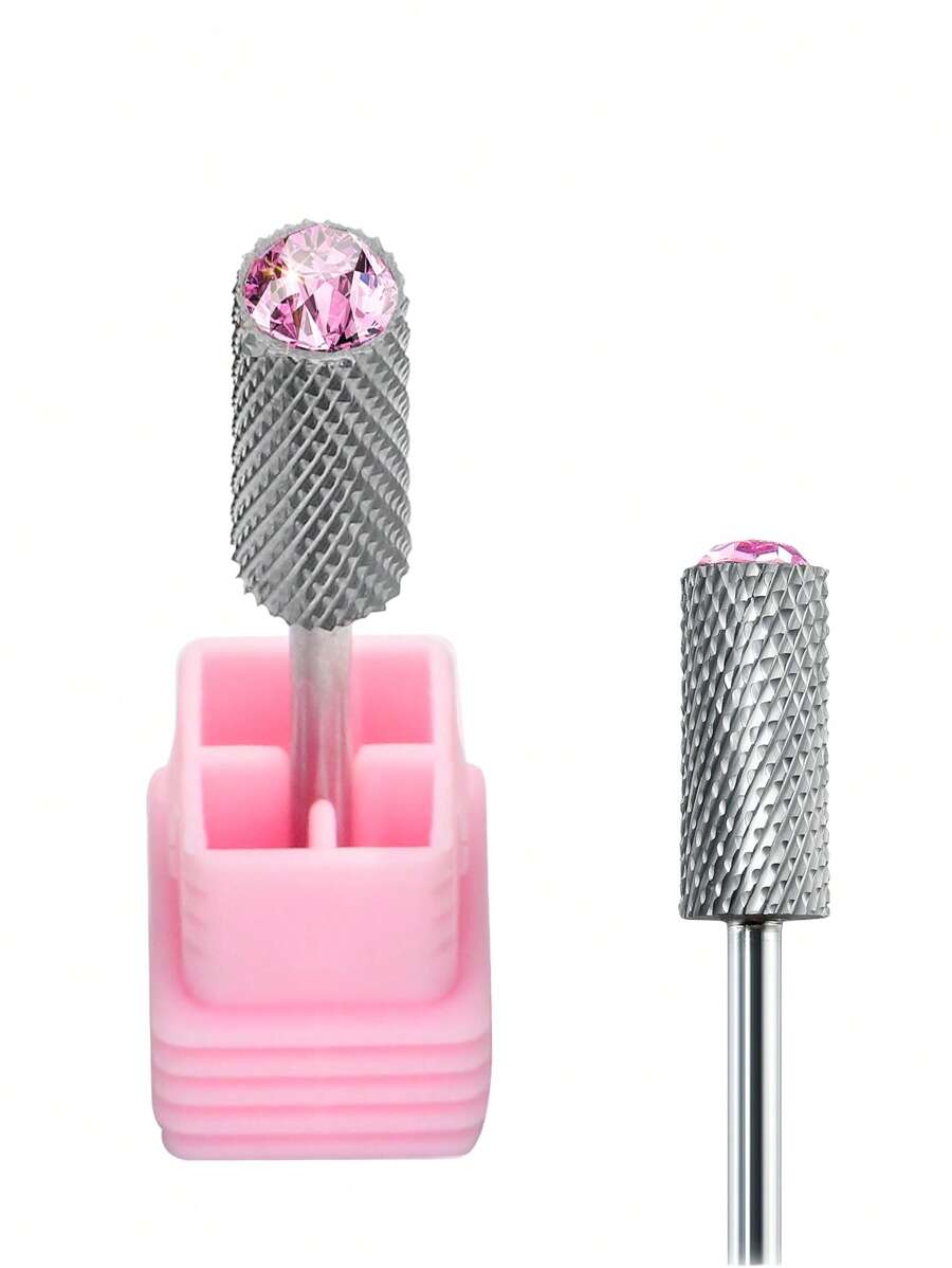 1pc Rhinestone Decor Nail Art Drill Polish Head - Pink - View 1