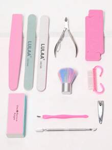 11pcs Nail File & Dust Cleaning Brush & Clippers Set