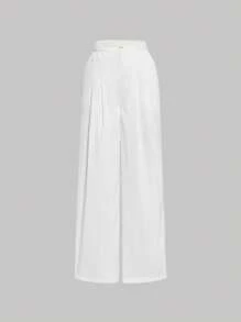SHEIN MOD Solid Wide Leg Trousers - White - View 1